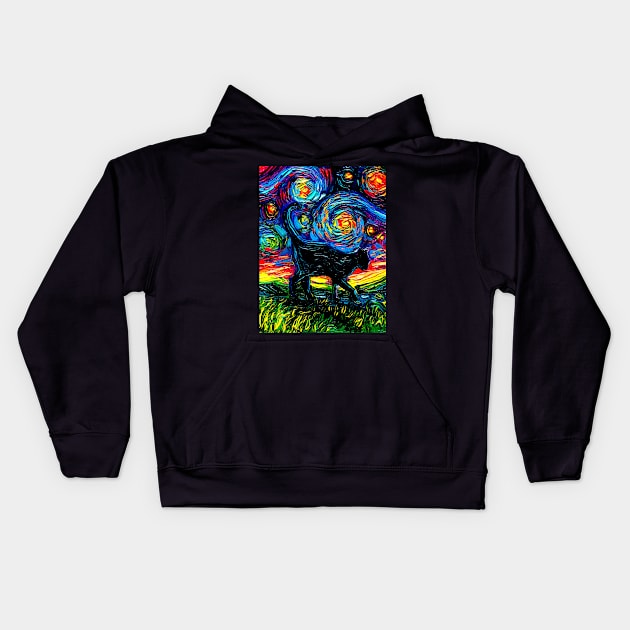 Black Cat Night 4 Kids Hoodie by sagittariusgallery